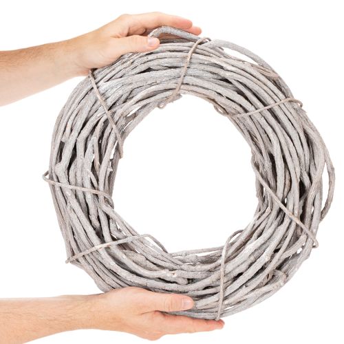 Weidenkranz aus geweißten Zweigen, 40 cm Durchmesser | Floristik21.de