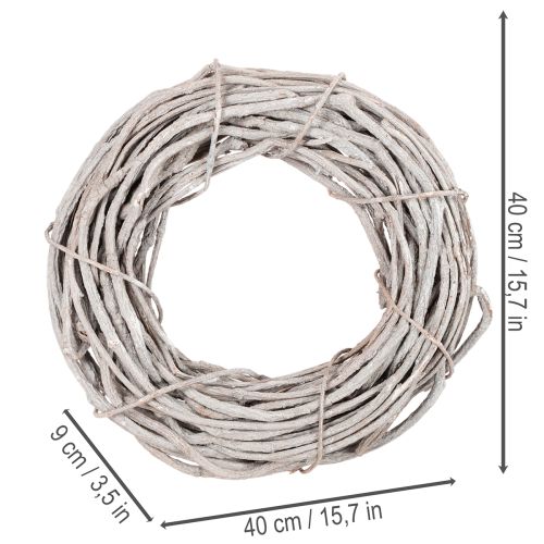 Weidenkranz aus geweißten Zweigen, 40 cm Durchmesser | Floristik21.de