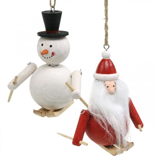 Floristik21 Christbaumschmuck Holz Weihnachtsmann und Schneemann 11cm 2St