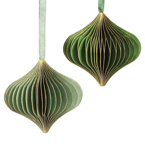 Artikel Weihnachtsanhänger Papier Deko Grün Gold Ø8cm 4 St - Vintage Christbaumschmuck