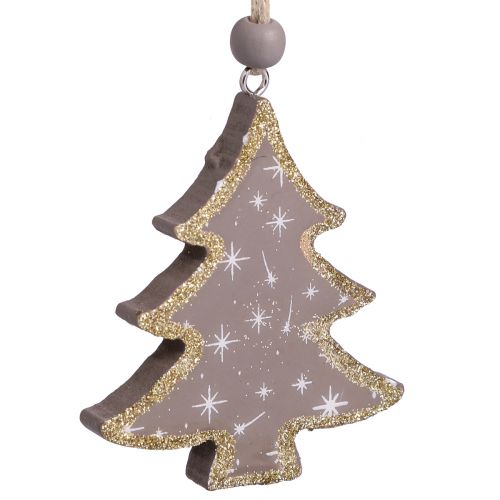 Artikel Weihnachtsanhänger Set Holz Stern Herz Tannenbaum 6er Mix 6,5/7cm für festliche Dekoration