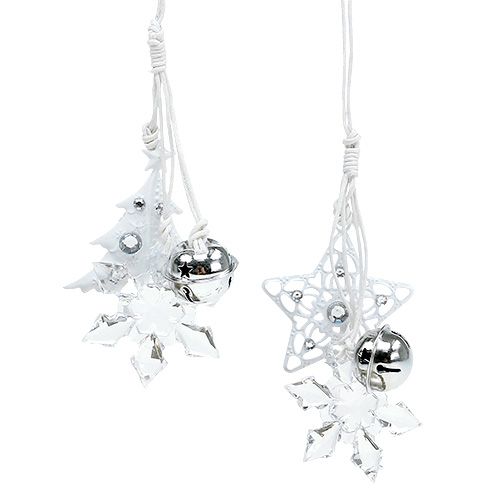 Floristik21 Weihnachtsanhänger Stern, Tannenbaum Weiß 25cm 2St