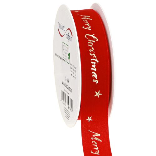 Weihnachtsband Rot Gold Merry Christmas 25mm 20m Deko Geschenk Floristik