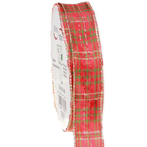 Floristik21 Weihnachtsband kariert Rot Grün Gold 25mm Deko-Band 20m festlich