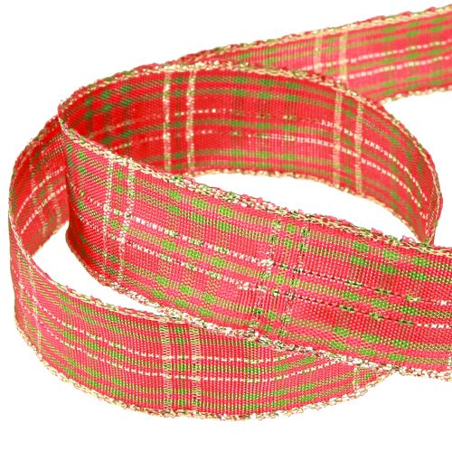 Artikel Weihnachtsband kariert Rot Grün Gold 25mm Deko-Band 20m festlich