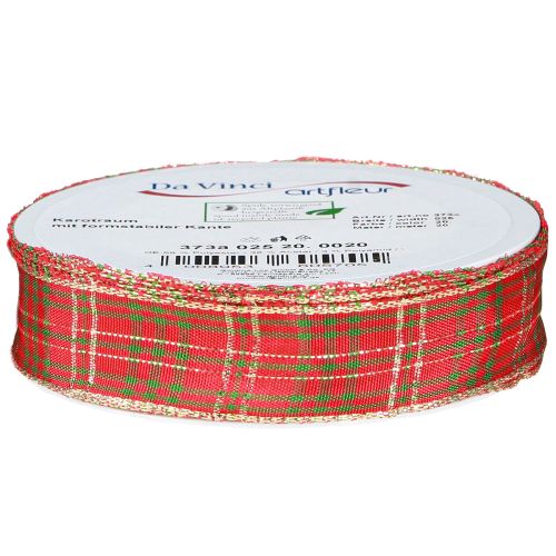 Artikel Weihnachtsband kariert Rot Grün Gold 25mm Deko-Band 20m festlich