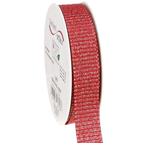 Artikel Weihnachtsband Rot mit Goldfäden Geschenkband 25mm 20m Festlich Dekoration
