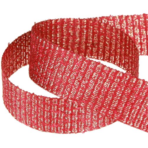Artikel Weihnachtsband Rot mit Goldfäden Geschenkband 25mm 20m Festlich Dekoration