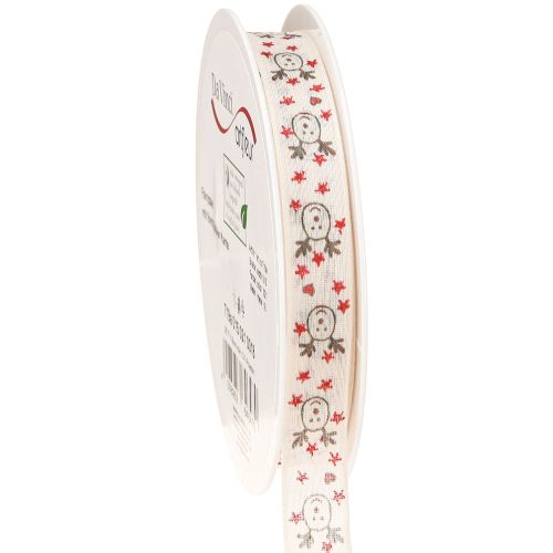 Weihnachtsband Rentiere Creme Rot 15mm 18m Dekoration Geschenkband