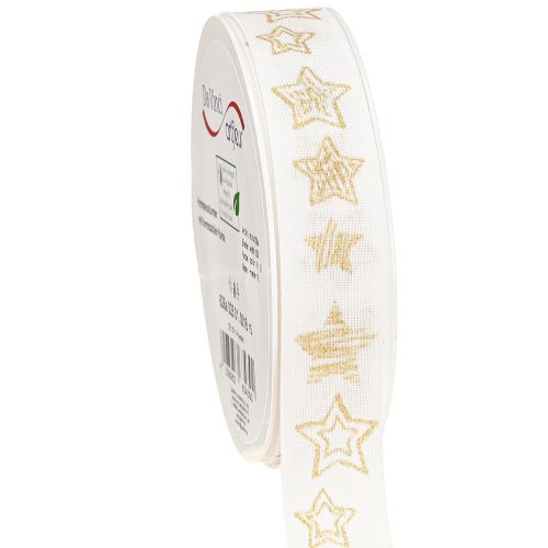 Weihnachtsband Sterne Weiß Gold 25mm 18m Geschenkband Deko Floristen