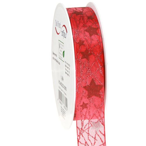 Floristik21 Weihnachtsband Rot Dunkelrot Sterne 25mm 18m Hochwertig Elegant