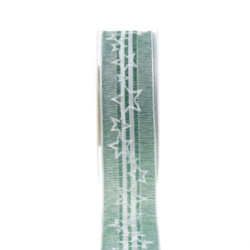 Floristik21 Weihnachtsband Grün mit Stern 35mm 15m