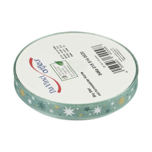 Artikel Schleifenband Weihnachten, Geschenkband Blau Sternmuster 15mm 20m