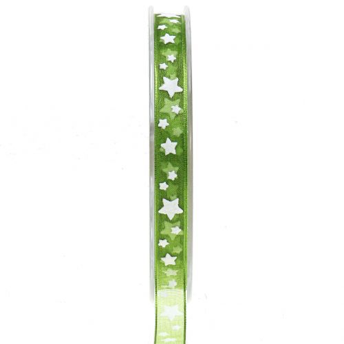 Artikel Weihnachtsband Organza Grün mit Stern 10mm 20m