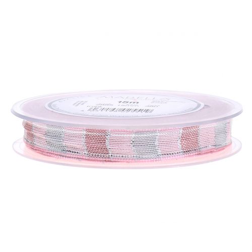 Floristik21 Weihnachtsband Rosa 15mm 15m