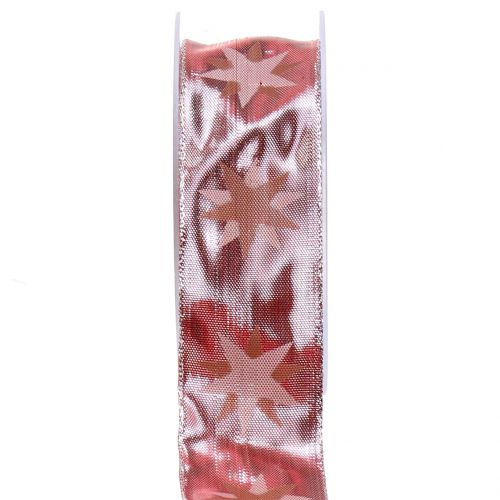 Floristik21 Weihnachtsband holografisch Rosa, Silber 40mm 20m