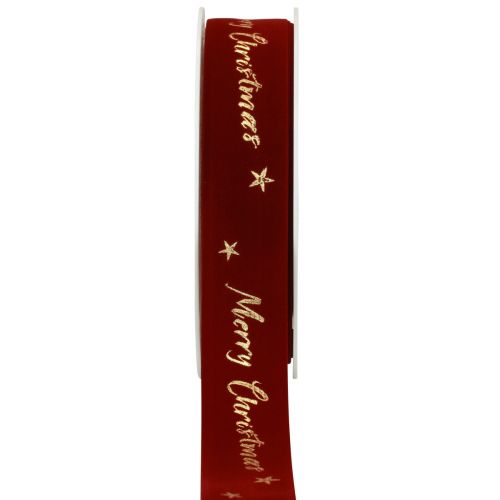 Floristik21 Geschenkband Weihnachtsband Rot Samtband 25mm 20m