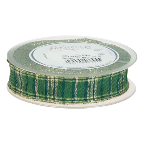 Artikel Dekoband Schottisch Weihnachtsband Grün Gold 25mm 20m