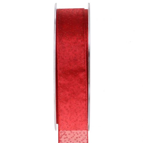 Floristik21 Weihnachtsband mit Glimmer Rot 25mm 20m
