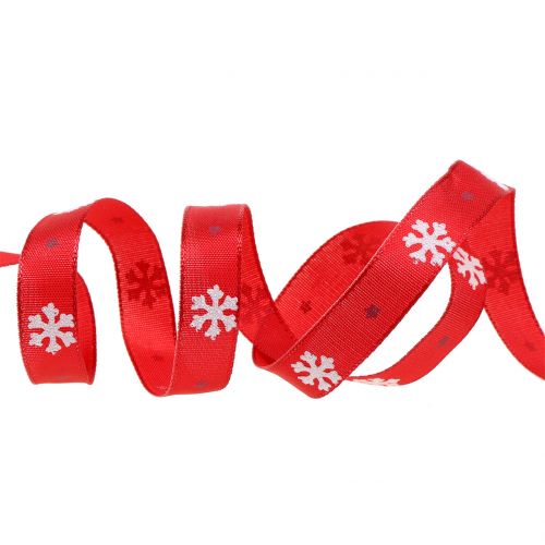 Artikel Weihnachtsband mit Schneeflocke Rot 15mm 20m