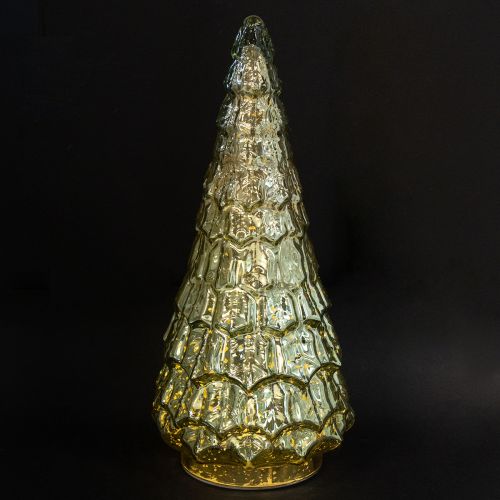 Artikel Weihnachtsbaum mit LED-Licht, Glas und Goldakzenten, 38 cm