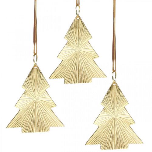 Weihnachtsbaum Metall gold 8x10cm z.Hängen 3St.