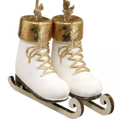 Weihnachtsbaumschmuck Schlittschuh Gold, Weiß 10×8×3cm 2Paar