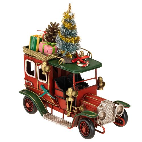 Floristik21 Weihnachtsdeko Auto Oldtimer mit Geschenken und Baum 15×7×16cm Rot-Grün