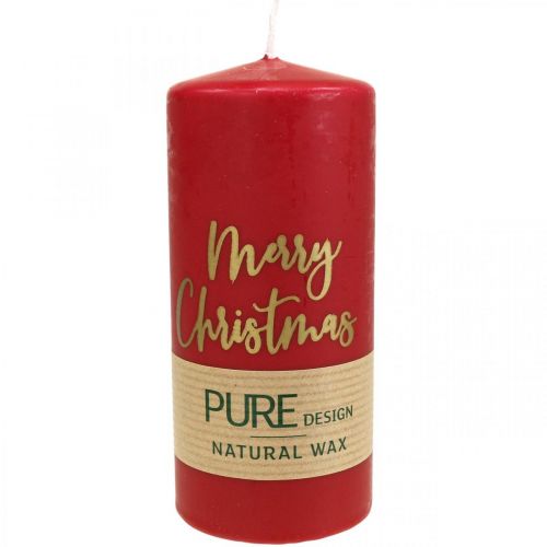 Artikel PURE Stumpenkerzen Merry Christmas 130/60mm Wachs Rot 4St