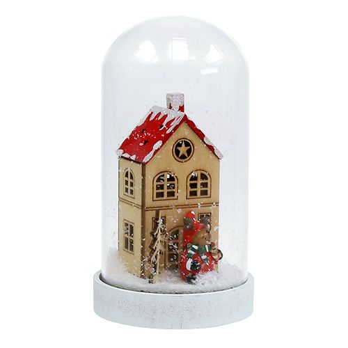 Floristik21 Weihnachtsdeko Haus mit Glasglocke Ø9cm H16,5cm