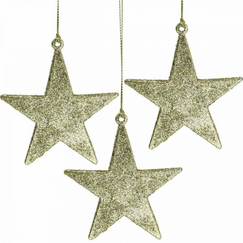 Floristik21 Weihnachtsdeko Stern Anhänger Golden Glitter 10cm 12St