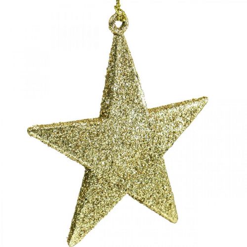 Floristik21 Weihnachtsdeko Stern Anhänger Golden Glitter 10cm 12St