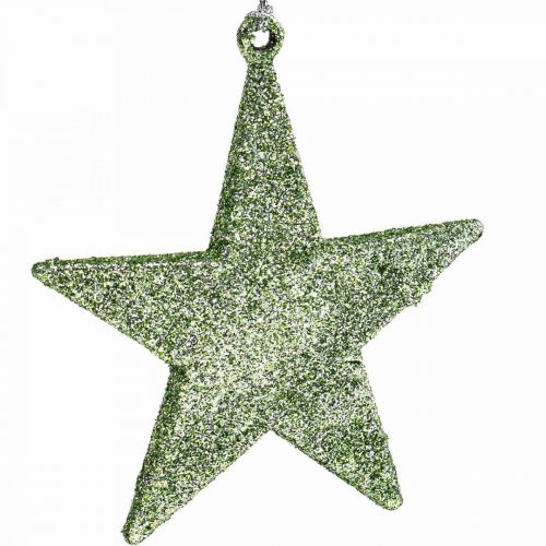 Floristik21 Weihnachtsdeko Stern Anhänger Mint Glitter 10cm 12St