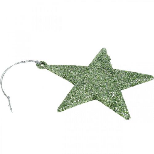 Floristik21 Weihnachtsdeko Stern Anhänger Mint Glitter 10cm 12St