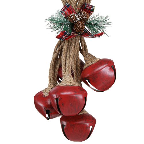 Artikel Weihnachtsschmuck Rote Schellen mit Schleife und Naturfaserseil zum Hängen 51cm