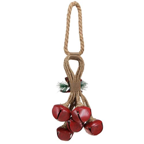 Artikel Weihnachtsschmuck Rote Schellen mit Schleife und Naturfaserseil zum Hängen 51cm
