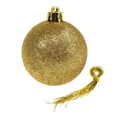 Artikel Weihnachtsdeko Plastikkugel Gold, Braun Mix Ø6cm 30St