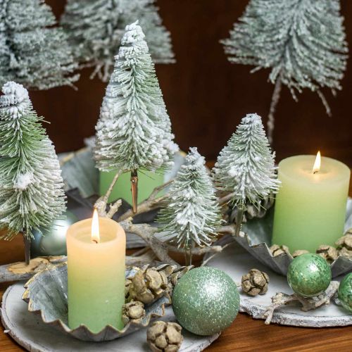 Floristik21 Weihnachtsdeko Tannenbaum beschneit Klammer Grün H13/19cm 4 St