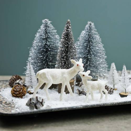 Floristik21 Weihnachtsdeko Tannenbaum Silber mit Glitzer 6St