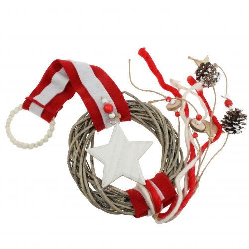 Floristik21 Weihnachtlicher Fensterkranz zum Hängen Rot, Weiß Ø20cm L98cm