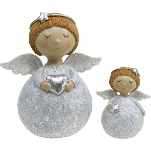 Floristik21 Weihnachtsengel Engel Figur mit Stern / Herz H11cm 2St