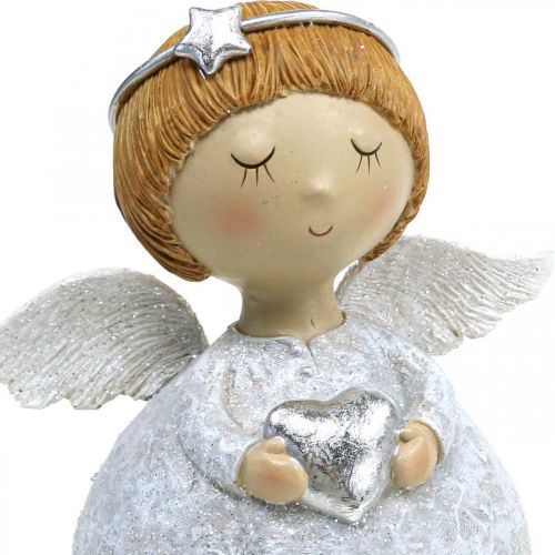 Floristik21 Weihnachtsengel Engel Figur mit Stern / Herz H11cm 2St