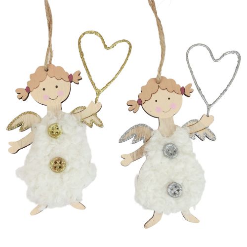 Floristik21 Weihnachtsengel mit Herz Christbaumschmuck Holz 14,5cm 8 St