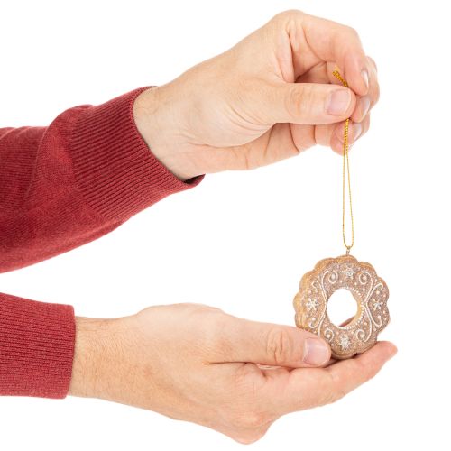 Weihnachtsanhänger Kunststoff Lebkuchenoptik 6cm Nussknacker Stern Baum Kranz 4er Set | Floristik21.de