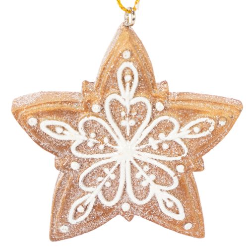 Weihnachtsanhänger Kunststoff Lebkuchenoptik 6cm Nussknacker Stern Baum Kranz 4er Set | Floristik21.de