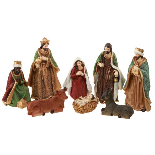 Weihnachtskrippe Figuren Set Handbemalt Polyresin 8-20cm 8 St – Dekoration Festlich