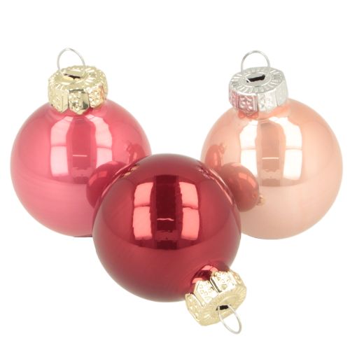 Weihnachtskugeln Glas 3cm Rot/Rosa 22 Stück