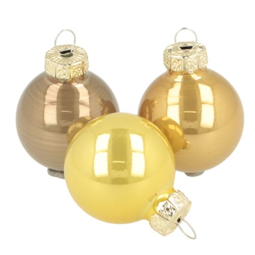 Mini-Christbaumkugel-Set Glas glänzend 3 cm Kupferbraun Orange Goldgelb 22 Stück