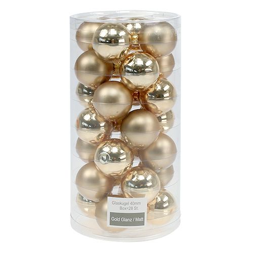 Floristik21.de Weihnachtskugel 4cm Gold glanz/matt Glas 24St-57532