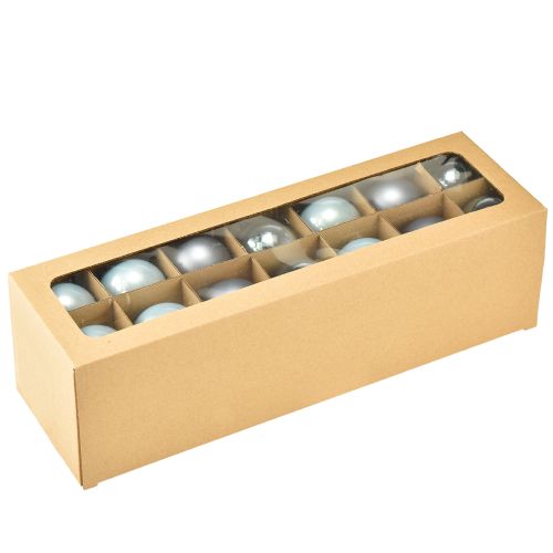 Artikel Dekorative Glas-Kugeln Blau-Grau Set Matt-Glänzend 5cm 24-teilig